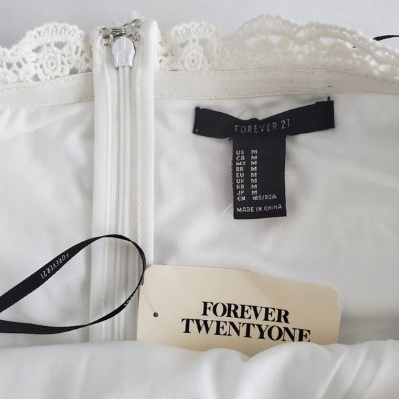 Forever 21 Lace Embroidered Bardot Dress, White, M - Picture 8 of 8
